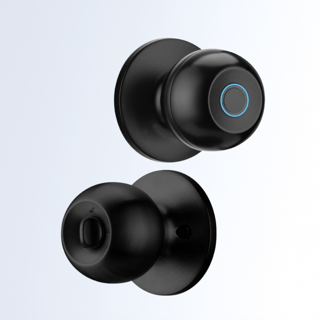 Poignée de porte biométrique noire – Déverrouillage empreinte digitale & App Tuya